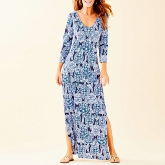 Lilly Pulitzer Blue and White Maxi Dress - Picture 1 of 13